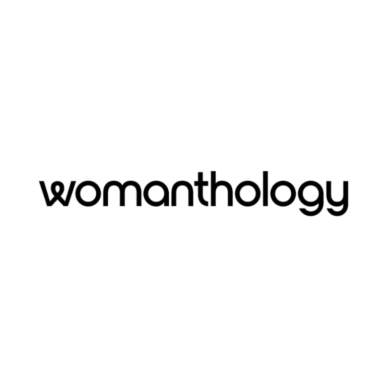 Womanthology Logo of Womanthology, featuring the word in a bold, modern font.