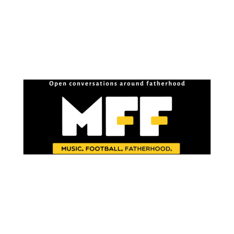 Music Football Fatherhood Logo featuring "MFF" and the tagline "Open conversations around fatherhood."